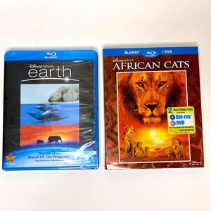 New Sealed Disney Nature Blu-rays African Cats & Disney Earth